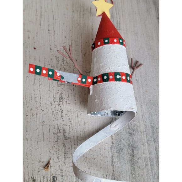 Vintage rustic Snowman Spiral heart ornament Xmas set - Picture 12 of 14